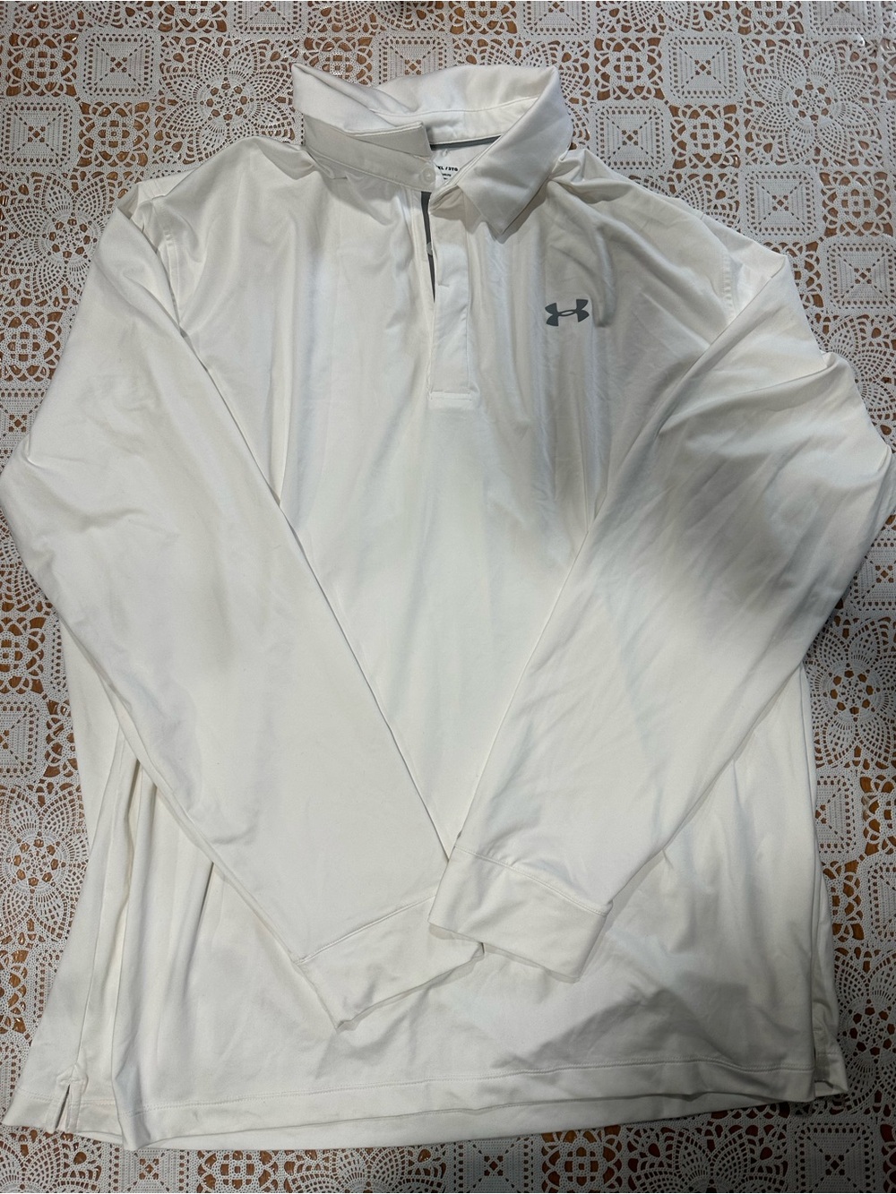 Under Armour 3XL White Long Sleeve Golf Polo Loose Fit Performance